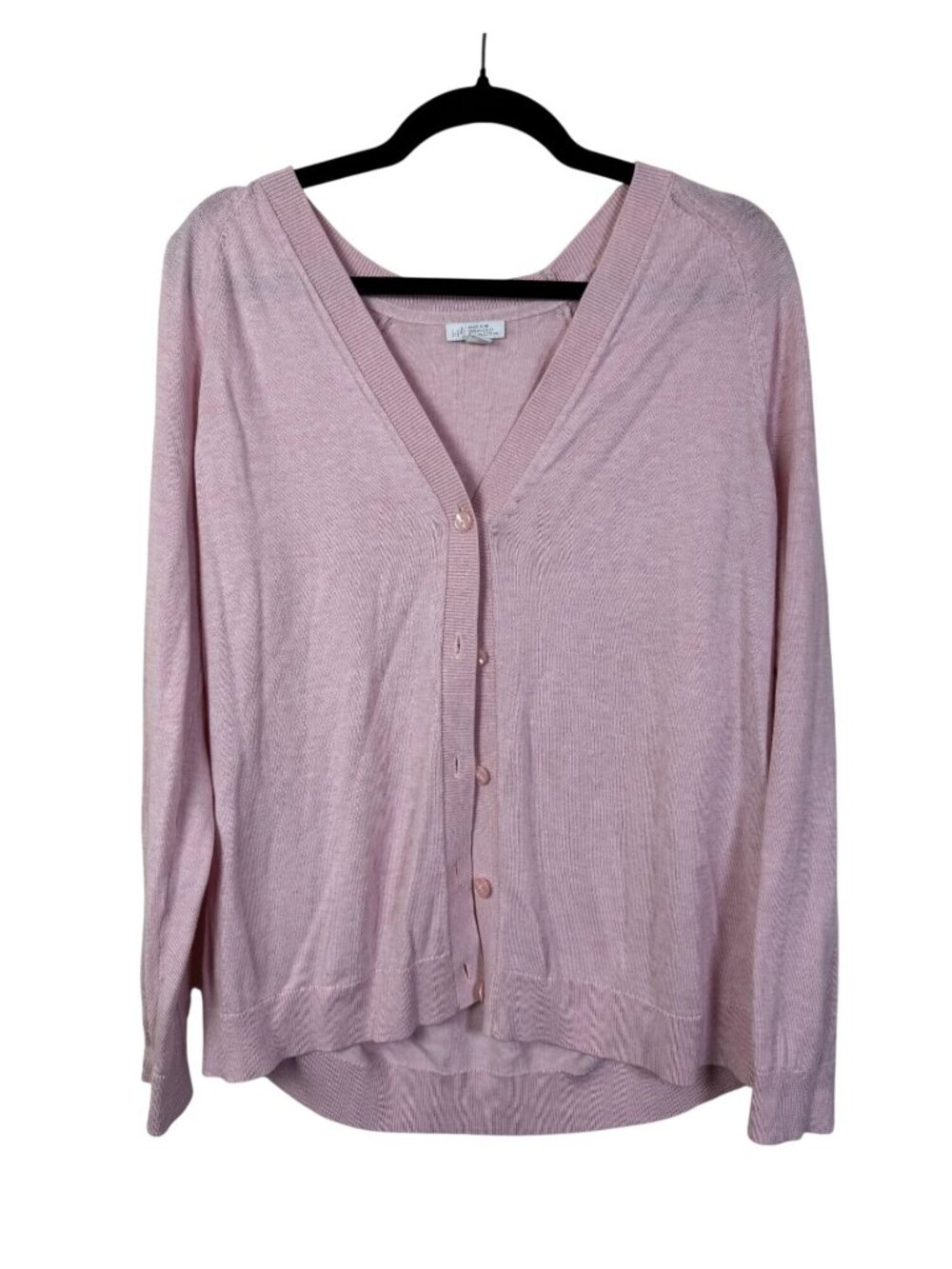 J.Jill Pink Organic Cotton Blend Button Front Cardigan Sweater Large Lightweight
